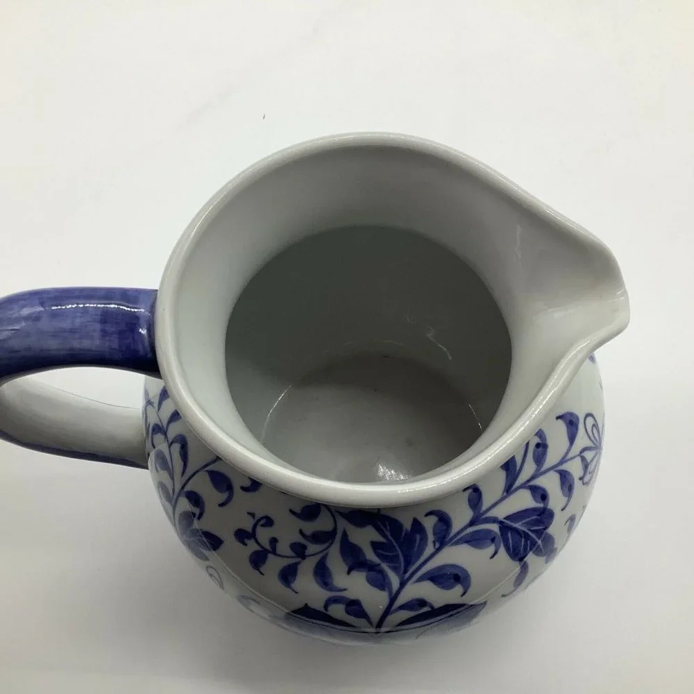 Andrea By Sadek Small Blue and White Pitcher/